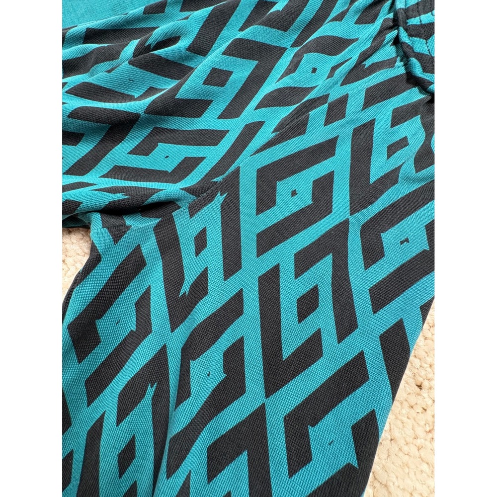 Diane von Furstenberg Tessa Wrap Dress Womens 2 Teal Geometric Silk Jersey - Picture 12 of 14